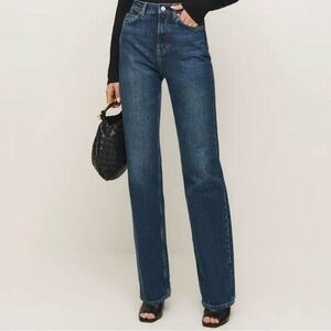 Reformation Dark Blue Straight Leg Jeans